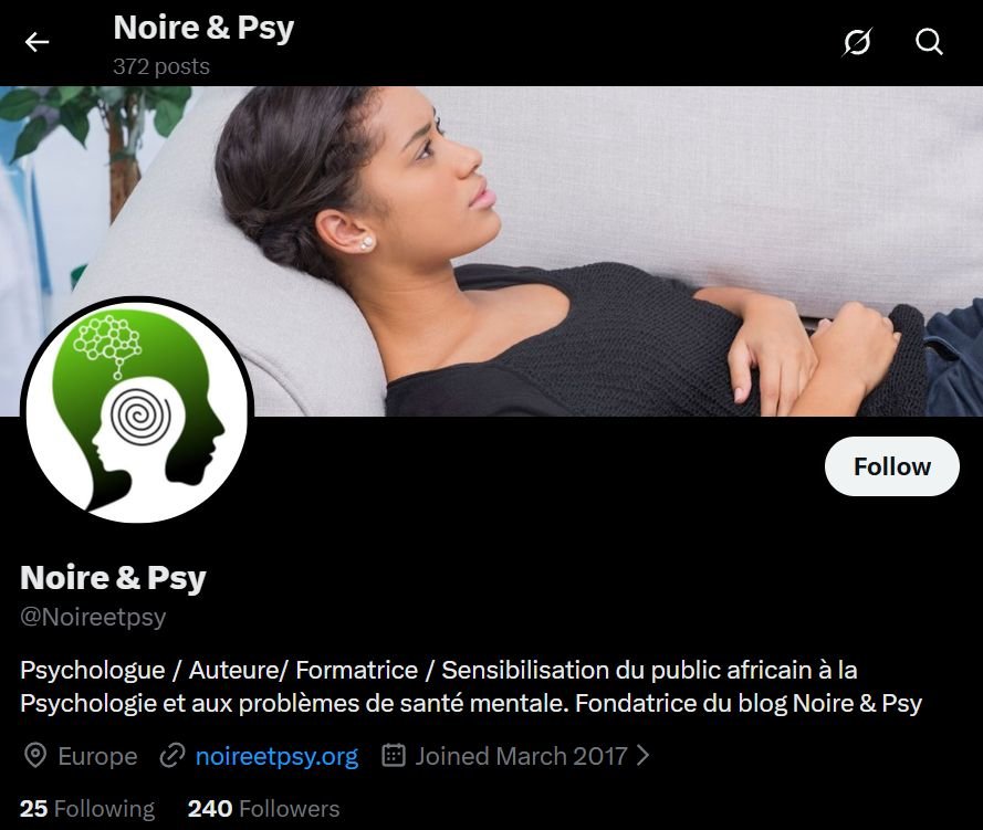 Profil Noire et Psy sur X (Twitter)